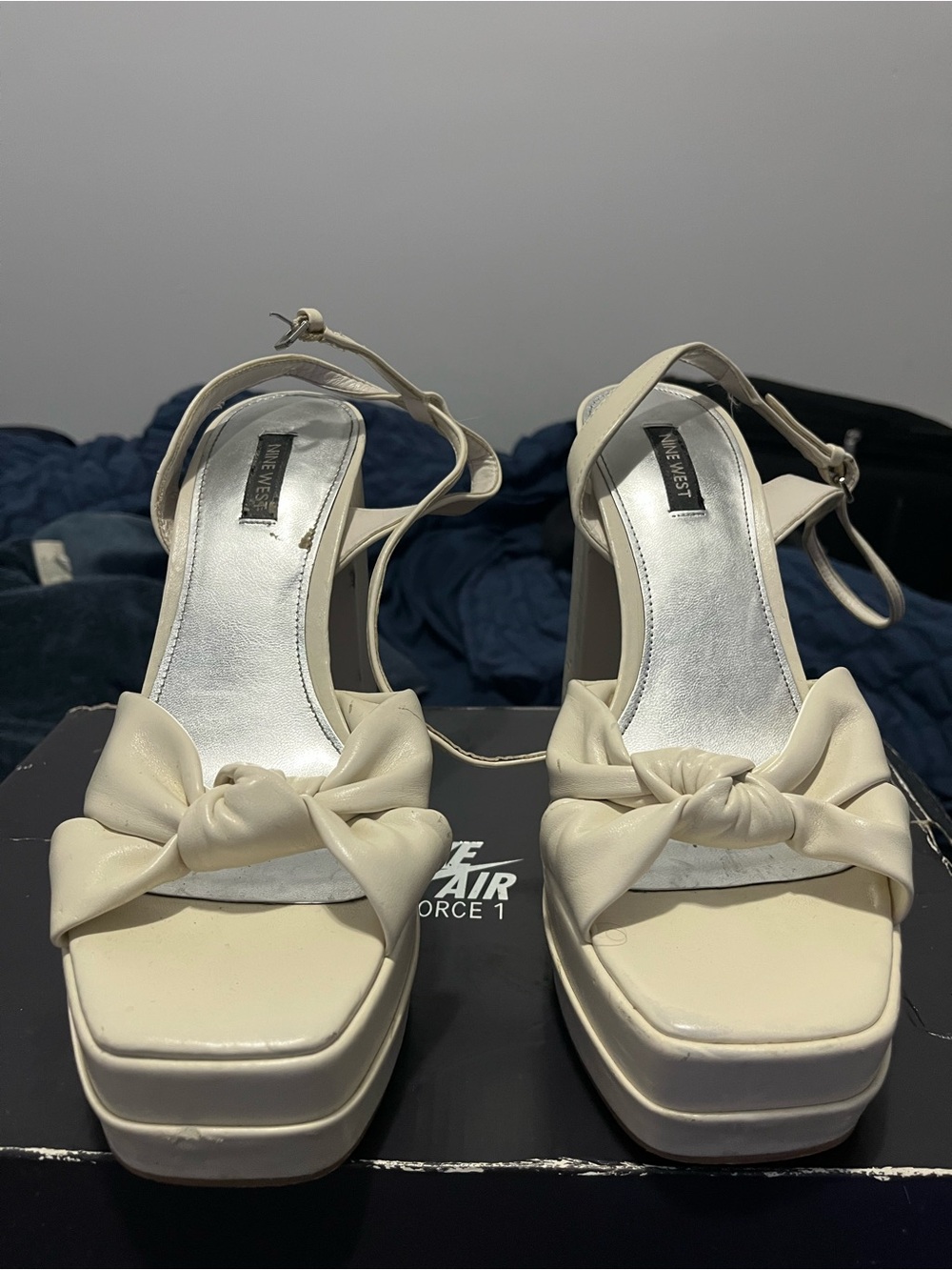 Nine West Ivory Knotted Platform Heels